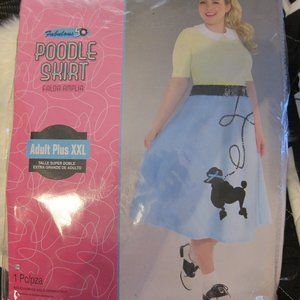 Poodle Skirt Adult Costume Blue Adult Plus XXL sz 18-20